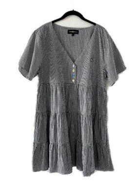 Teddy Fresh Gingham Button Dress Black & White